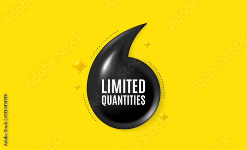 Offer 3d quotation banner. Limited quantities tag. Special offer sign. Sale promotion symbol. Limited quantities quote message. Quotation comma yellow banner. Vector
