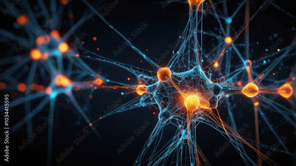 Digital representation of neural connections, with glowing nodes and intricate networks of lines. Digital representation of neural connections, with glowing nodes and intricate networks of lines.