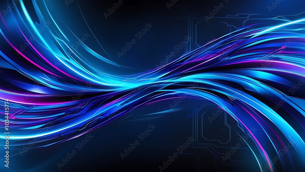 Naklejka premium Abstract blue wave background. Generative Ai.