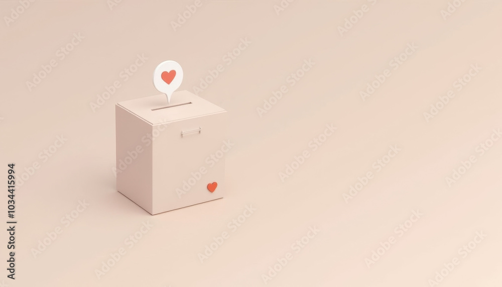 Minimalistic donation box with heart symbol illustration Minimalistic donation box with heart symbol illustration