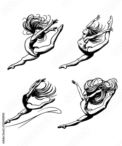 Gymnast vector silhouette illustration flat design.