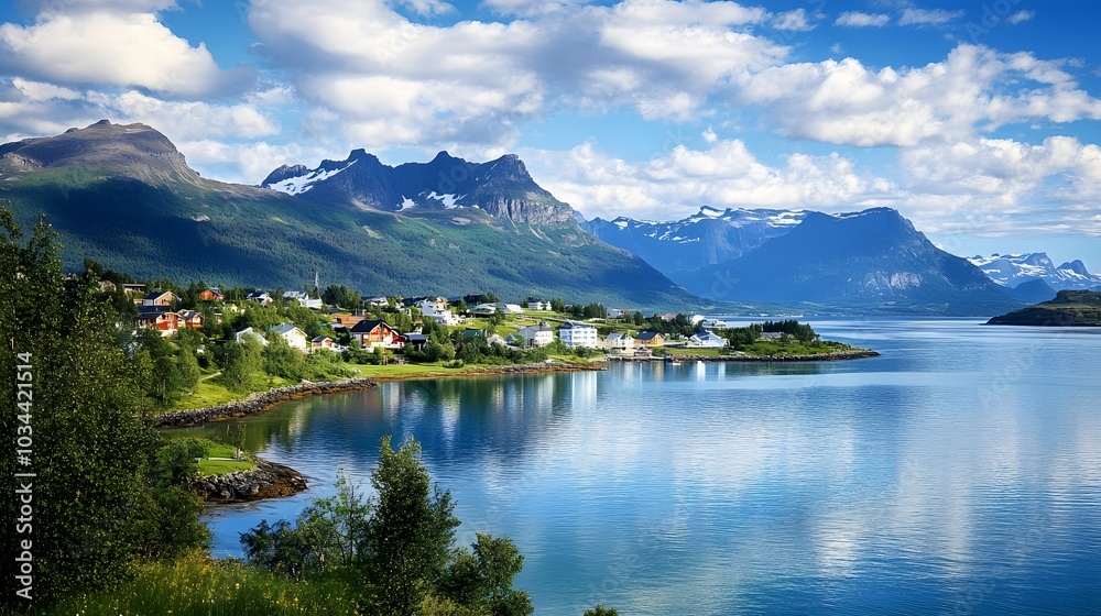 Norway, Narvik bay panorama view. Norway, Narvik bay panorama view.