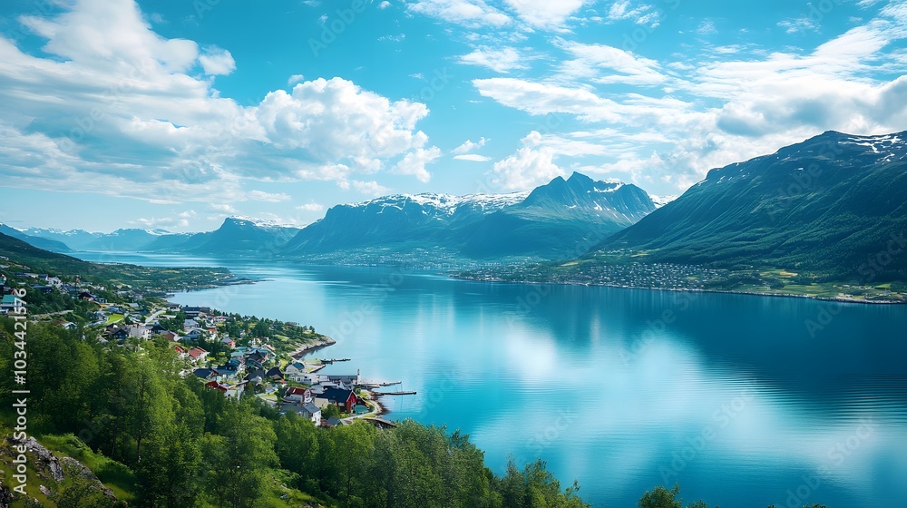 Norway, Narvik bay panorama view.