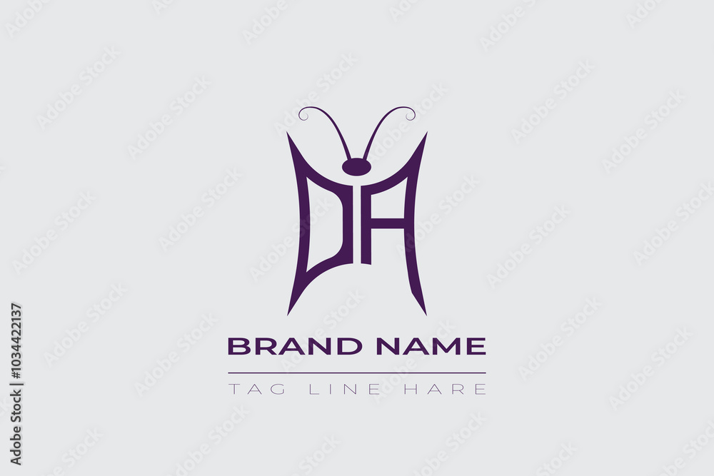 DA Butterfly logo design. Butterfly initials D and A line art logo template. This design can be used in cosmetics fashion and jewelry.