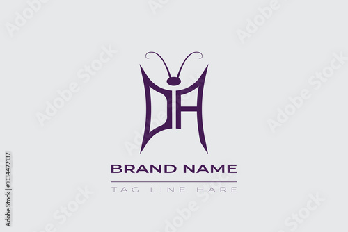 DA Butterfly logo design. Butterfly initials D and A line art logo template. This design can be used in cosmetics fashion and jewelry.