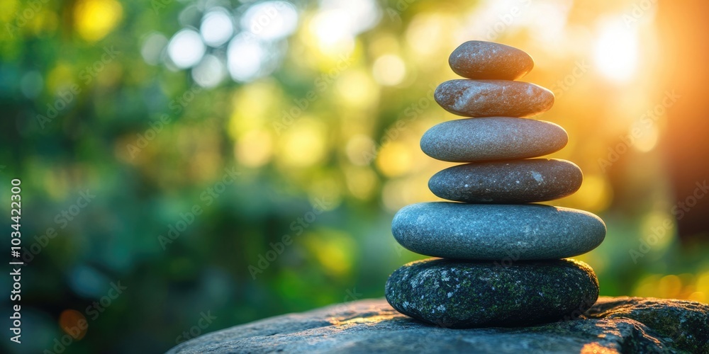 Obraz premium Zen Stone Balance. Tranquil Meditation Concept with Balancing Rocks