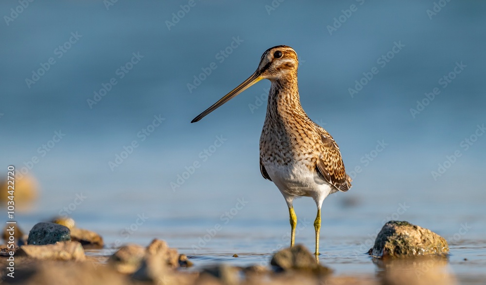 Common Snipe (Gallinago gallinago) is a bird that lives in wetlands and feeds on aquatic invertebrates. It is a common species in Turkey. Common Snipe (Gallinago gallinago) is a bird that lives in wetlands and feeds on aquatic invertebrates. It is a common species in Turkey.