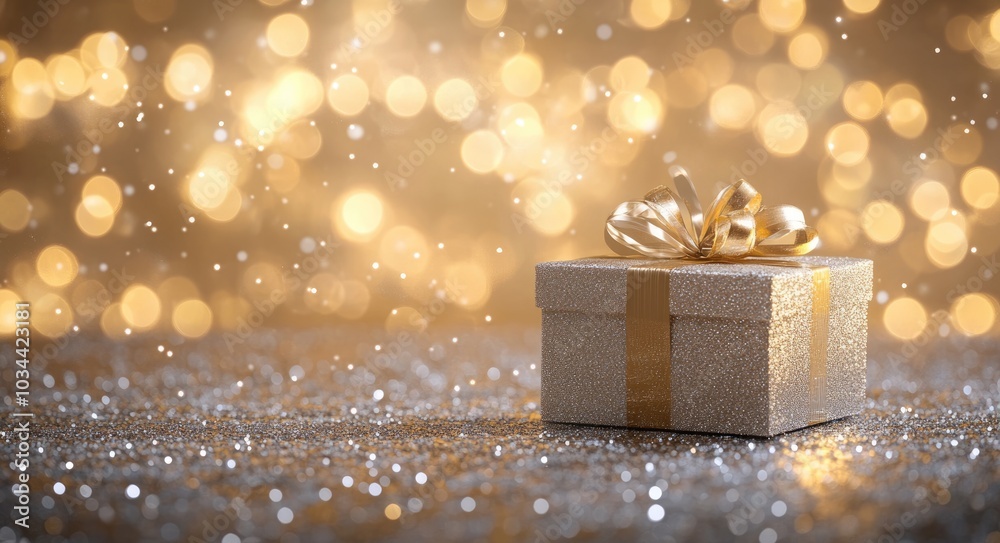 Golden Christmas Presents - Festive Decorations with Glowing Lights and Holiday Cheer Golden Christmas Presents - Festive Decorations with Glowing Lights and Holiday Cheer