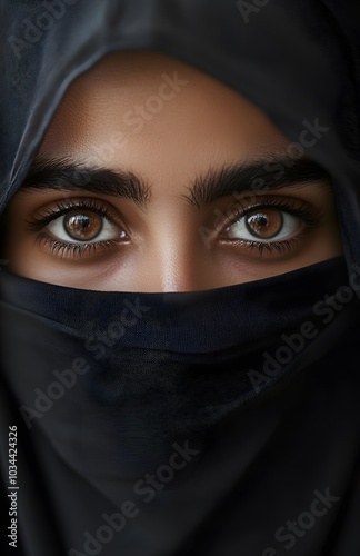 Captivating Portrait of Individual in Black Traditional Robe with Mesmerizing Eyes