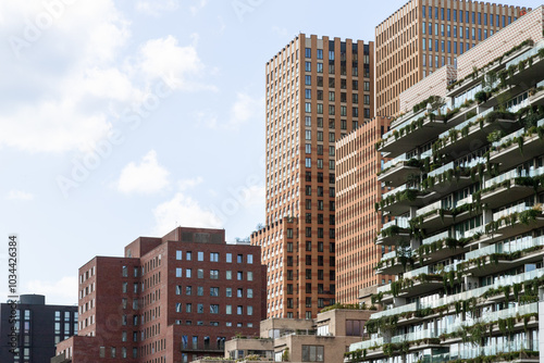 Canvas Print Modern high-rise apartments and office buildings in the Zuidas business district of Amsterdam