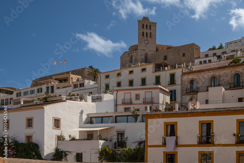 Cathedral - Catedral de Santa Maria, on top of the historic old town of Dalt Vila on the island of Ibiza in Spain. photo