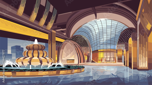 Emphasizes the opulence and grandeur of a modern casino resort, a destination for luxury and entertainment.