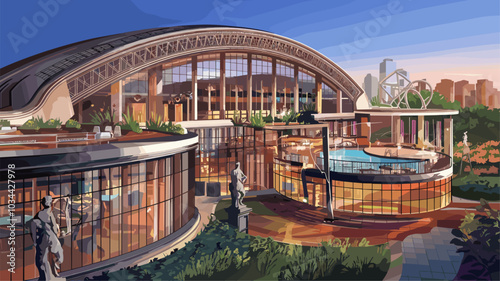 Emphasizes the opulence and grandeur of a modern casino resort, a destination for luxury and entertainment.
