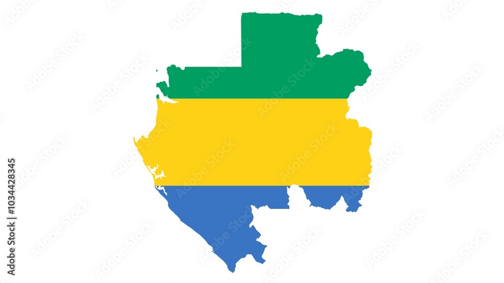 Gabon officially the Gabonese Republic national flag isolated on white background. Gabon officially the Gabonese Republic national flag isolated on white background.