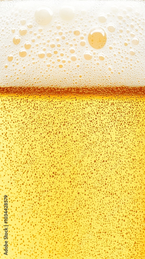 Close up of golden beer bubbles rising in a glass Close up of golden beer bubbles rising in a glass