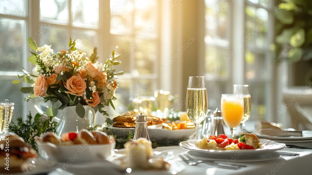 Beautiful Brunch Table with festive dishes Beautiful Brunch Table with festive dishes