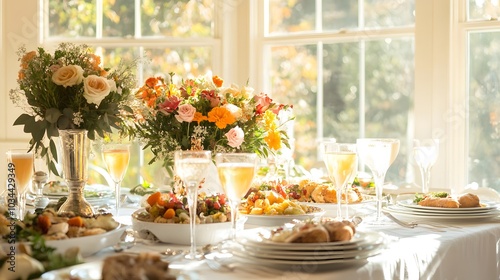 Wallpaper Mural Beautiful Brunch Table with festive dishes Torontodigital.ca