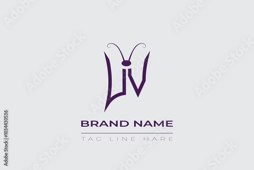 UV Butterfly logo design. Butterfly initials U and V line art logo template. This design can be used in cosmetics fashion and jewelry. photo