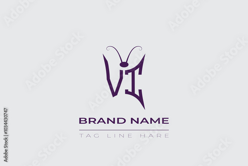 VI Butterfly logo design. Butterfly initials V and I line art logo template. This design can be used in cosmetics fashion and jewelry. 