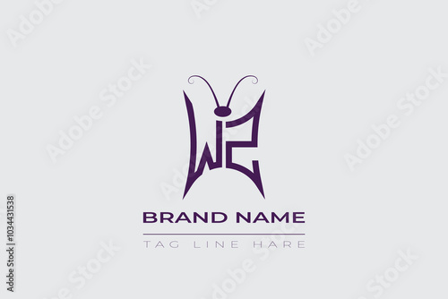 WZ Butterfly logo design. Butterfly initials W and Z line art logo template. This design can be used in cosmetics fashion and jewelry. 