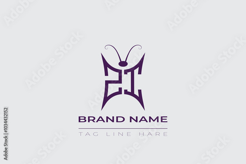 ZI Butterfly logo design. Butterfly initials Z and I line art logo template. This design can be used in cosmetics fashion and jewelry. 