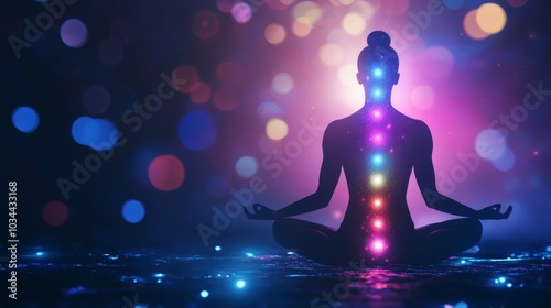 Chakra body with mind healing, yoga, and spiritual power for mental health and wellness.