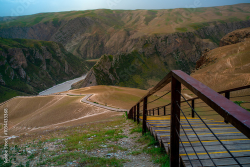 Crocodile Bay, one of the scenic areas in Kalajun Grassland, located in the middle of the Kuokesu Grand Canyon, Tekes County, Ili Kazakh Autonomous Prefecture, Xinjiang, China photo