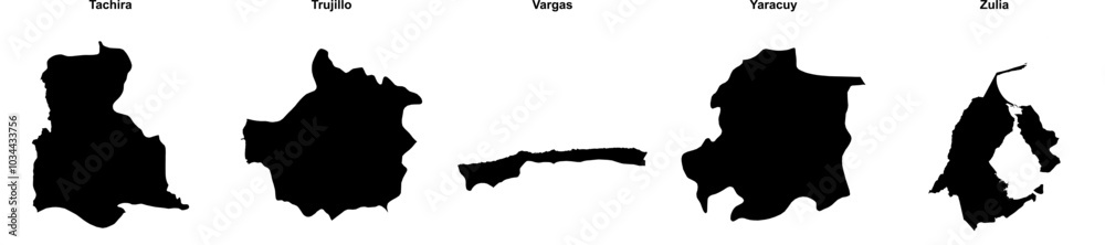 Tachira, Trujillo, Vargas, Yaracuy, Zulia outline maps Tachira, Trujillo, Vargas, Yaracuy, Zulia outline maps