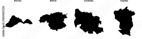 Barinas, Bolivar, Carabobo, Cojedes outline maps photo