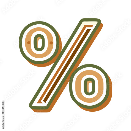 A colorful, stylized, and somewhat whimsical looking percentage sign. The sign is made up of two lines, one of which is green and the other brown. The green line is the top of the sign