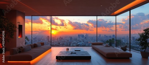 Modern Apartment with Sunset City View