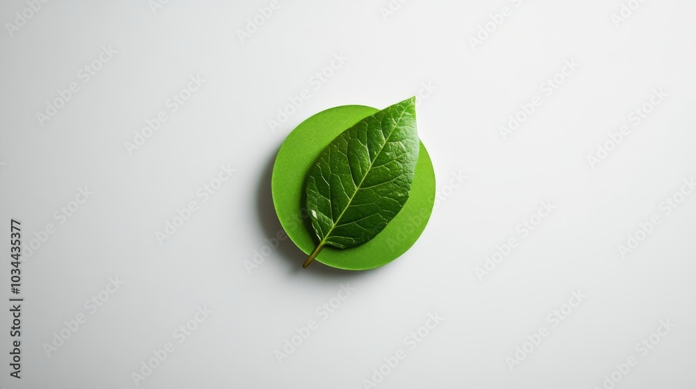 Green leaves badge on a white background representing eco-friendly energy and environmental conservation. Green leaves badge on a white background representing eco-friendly energy and environmental conservation.
