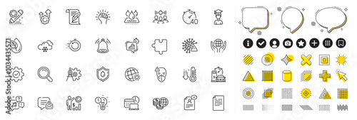 Set of Blood donation, World weather and Puzzle line icons for web app. Design elements, Social media icons. Cogwheel dividers, Organic product, Charging station icons. Vector