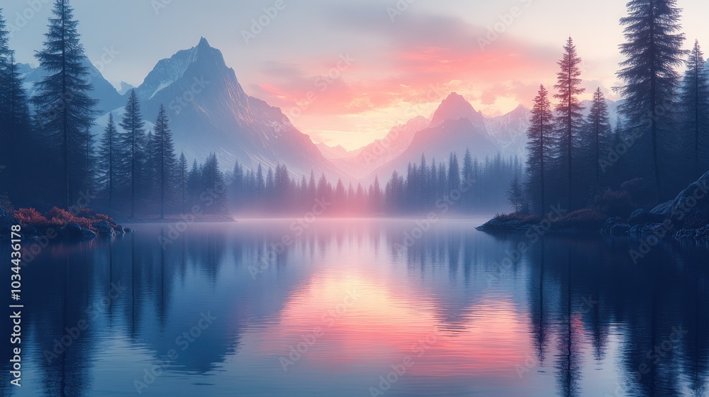 Serene Mountain Lake at Sunset Serene Mountain Lake at Sunset