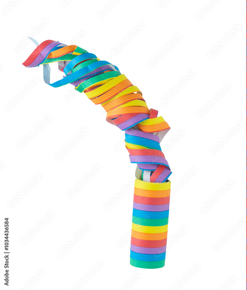 Fototapeta premium A colorful ribbon is twisted into a spiral shape. The ribbon is made of paper and is very colorful