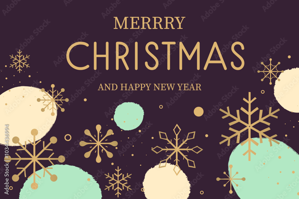 Fototapeta premium Christmas cards with golden snowflakes. Modern design. Vector illustration