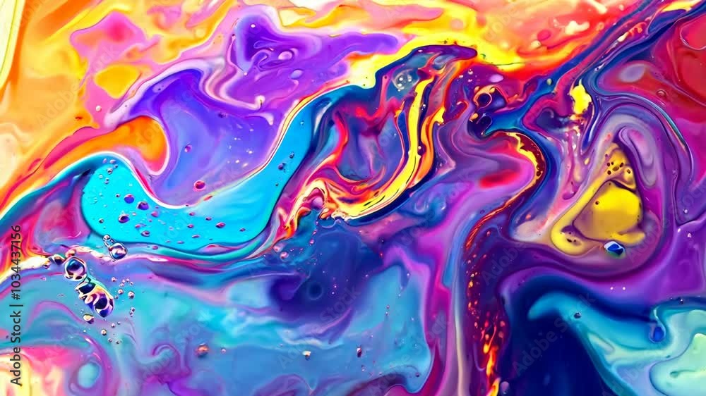 Brightly colored fluid dynamics with vivid patterns, Video