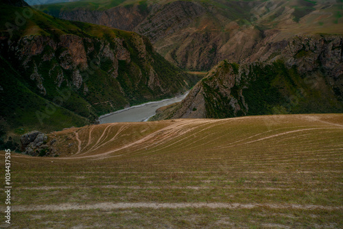 Crocodile Bay, one of the scenic areas in Kalajun Grassland, located in the middle of the Kuokesu Grand Canyon, Tekes County, Ili Kazakh Autonomous Prefecture, Xinjiang, China photo