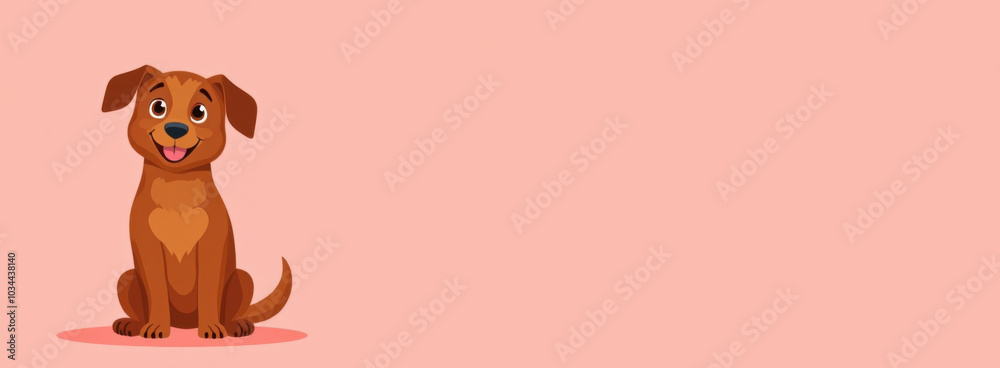 Fototapeta premium smiling Brown Dog sitting looking at camera, pink pastel solid background 