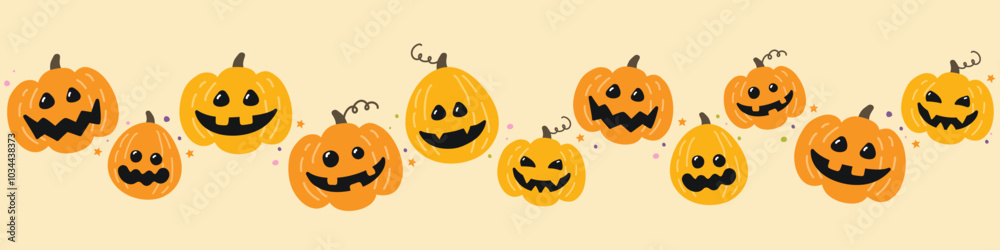 custom made wallpaper toronto digitalCute Halloween pumpkin lanterns. Banner design. Vector illustration