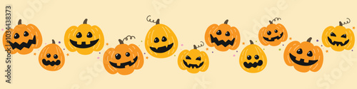 Wallpaper Mural Cute Halloween pumpkin lanterns. Banner design. Vector illustration Torontodigital.ca