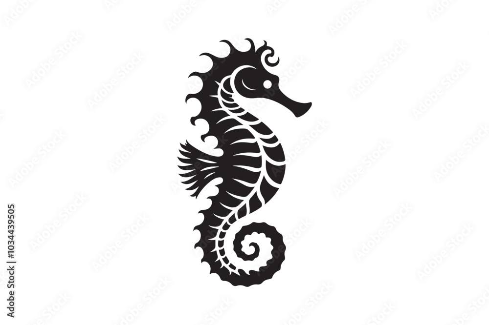 Fototapeta premium Seahorse silhouette vector clip art