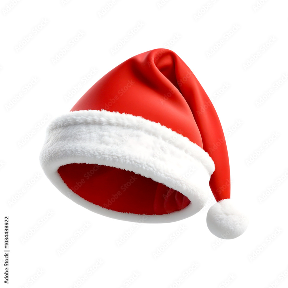 3d Santa hat isolated on transparent background. Christmas Santa hat. Winter, Christmas 3d Santa hat isolated on transparent background. Christmas Santa hat. Winter, Christmas