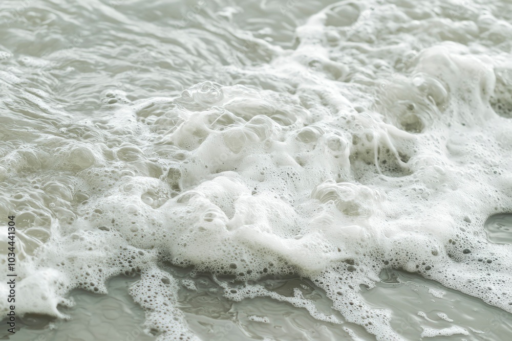 Close-up of Foamy Ocean Waves on a Sandy Beach Close-up of Foamy Ocean Waves on a Sandy Beach
