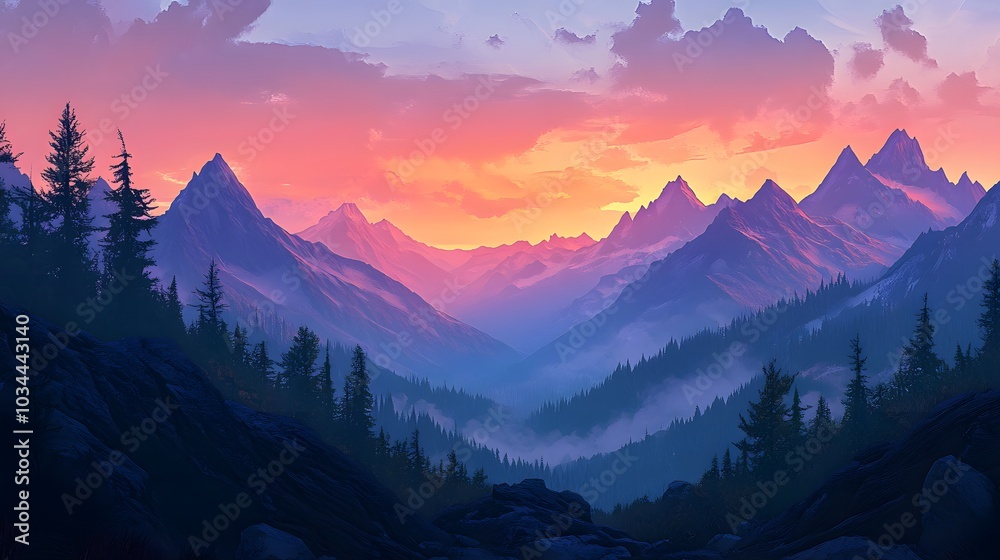Panorama beautiful lanscape of mountain and wild in the twilight.