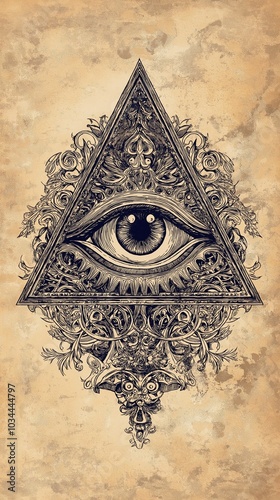 The all-seeing eye, located in the center of a pyramid, represents divine presence, knowledge, and spiritual enlightenment. The all-seeing eye is a debatable topic in conspiracy theories.