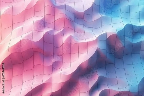 Abstract Curved Pink and Blue Patterned Surface photo