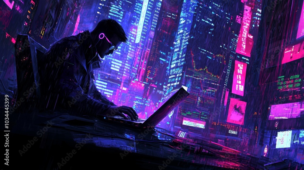 Fototapeta premium In this type of embezzlement scheme, criminals intercept and manipulate brainwave signals during financial transactions to siphon funds from corporate accounts