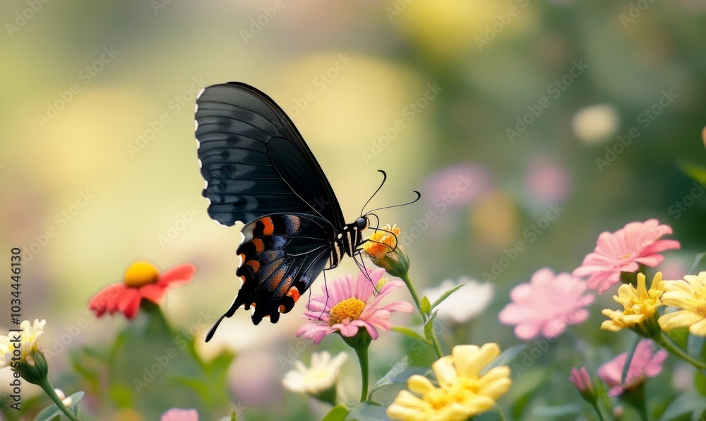 Butterfly feeding on flowers at park Butterfly feeding on flowers at park
