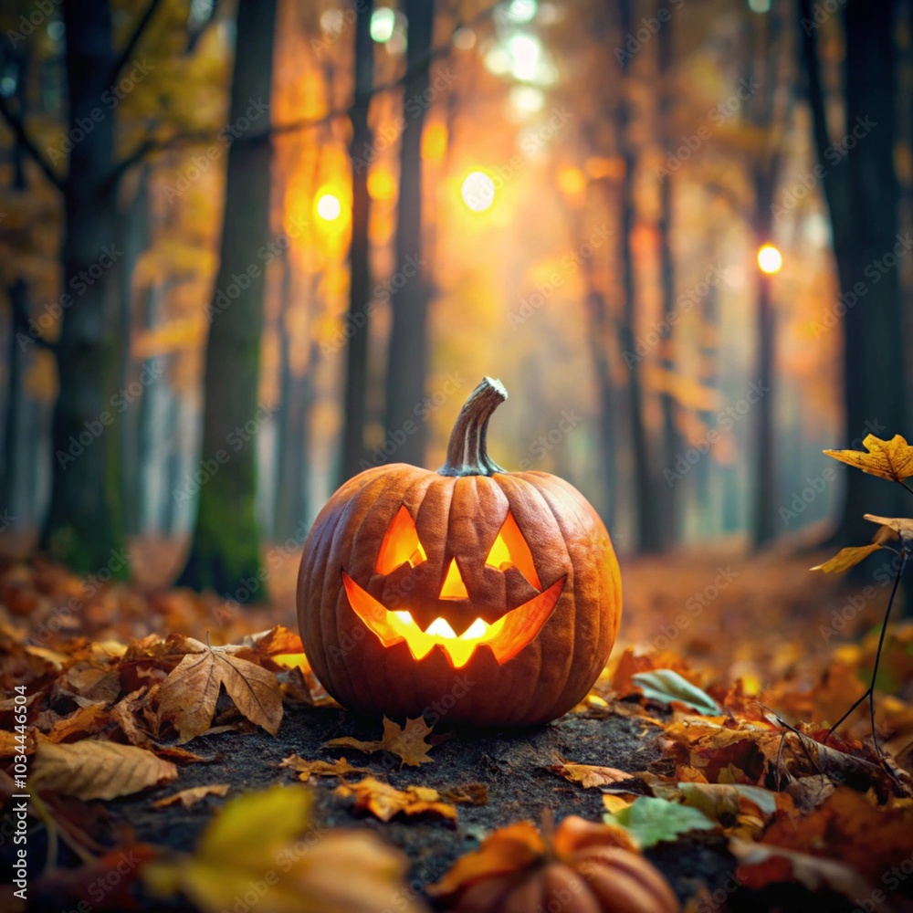 Pumpkin in the Autumn Forest Pumpkin in the Autumn Forest